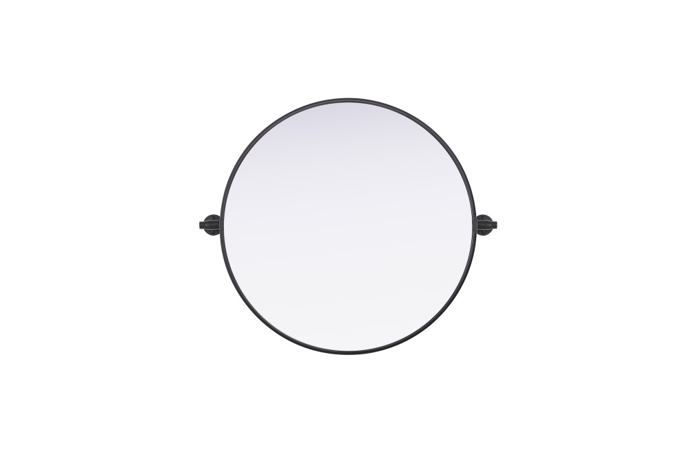 Metal Frame Round Mirror D24" Black