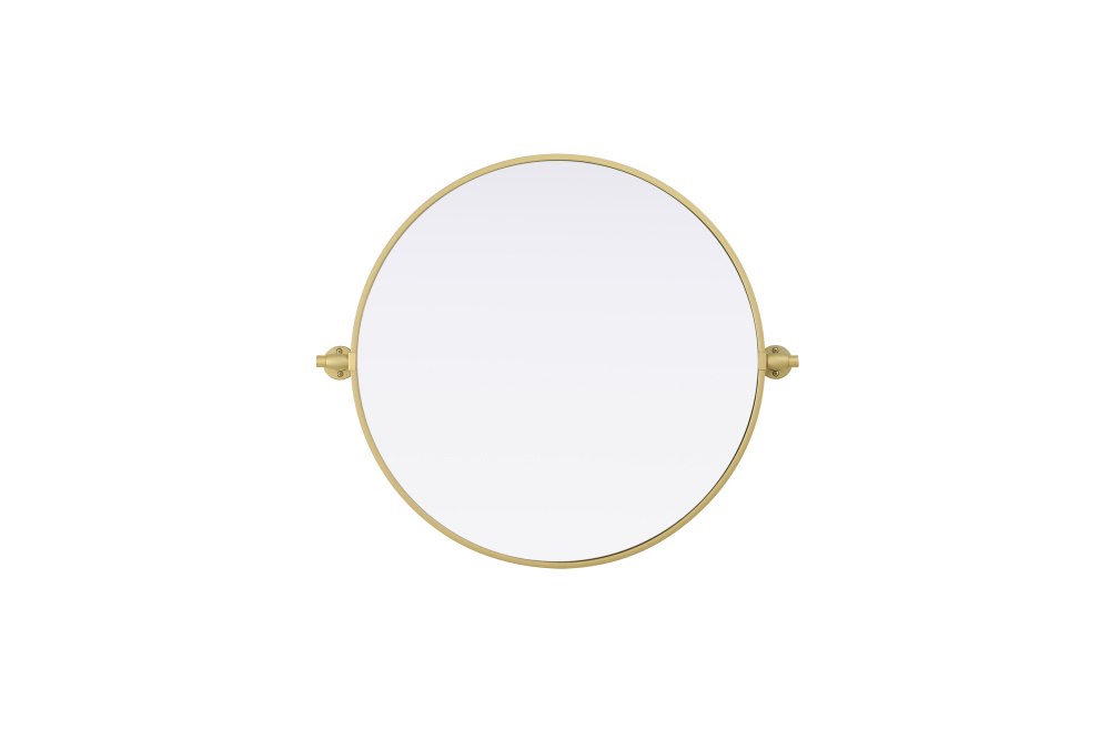 Metal Frame Round Mirror D24" Brass