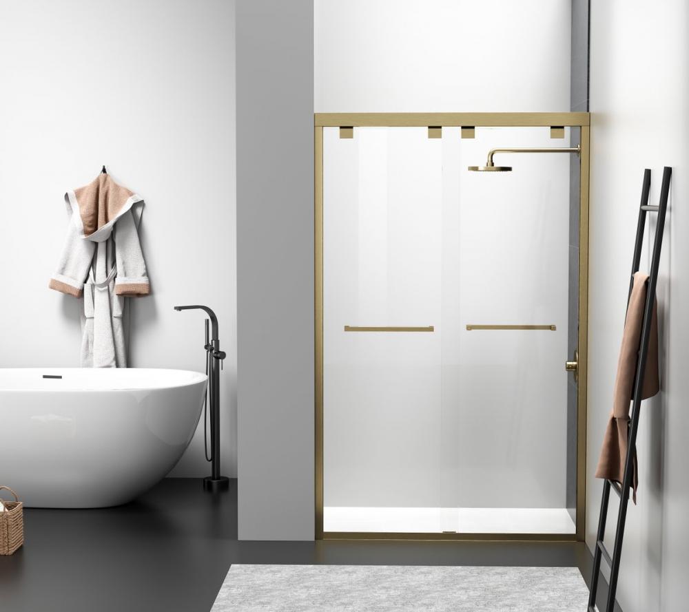 Semi-frameless Shower Door 48x76 Brushed Gold