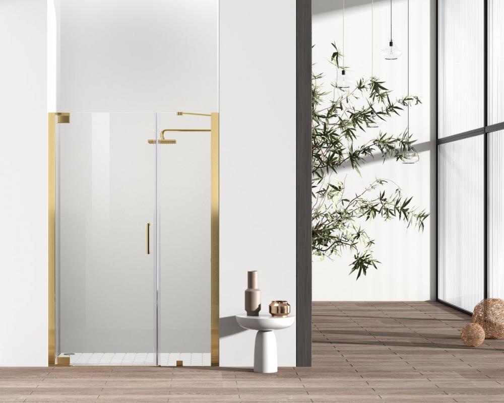 Semi-frameless Hinged Shower Door 48x72 Brushed Gold