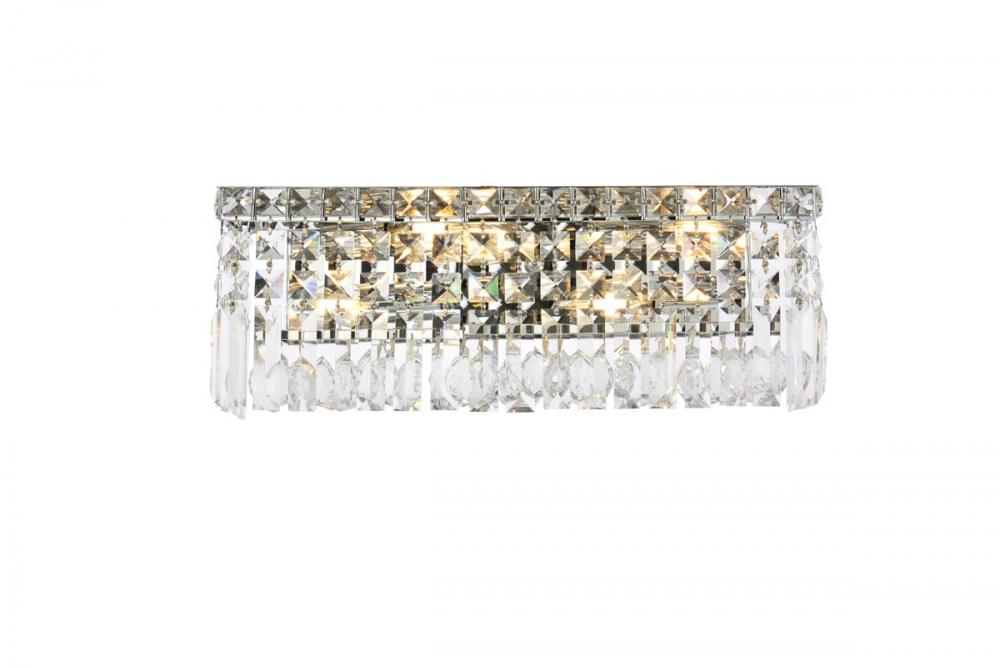 MaxIme 3 Light Chrome Wall Sconce Clear Royal Cut Crystal
