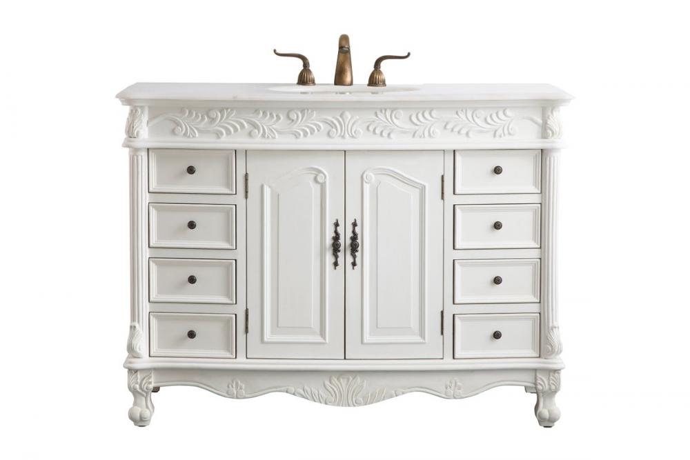 48 Inch Single Bathroom Vanity in Vintage Mint with Ivory White Engineered Marble