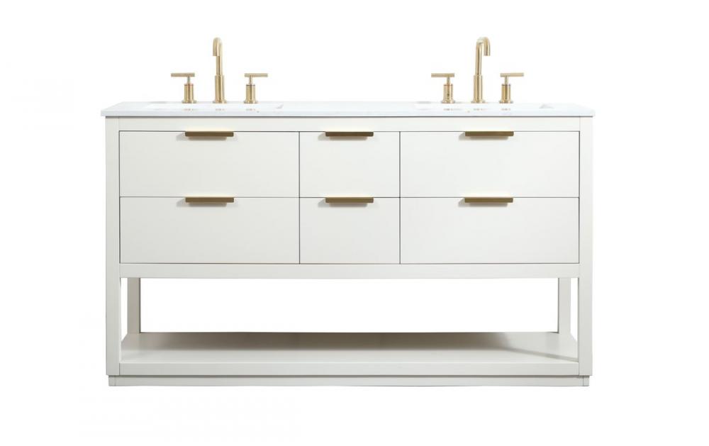 60 inch Single bathroom vanity in white