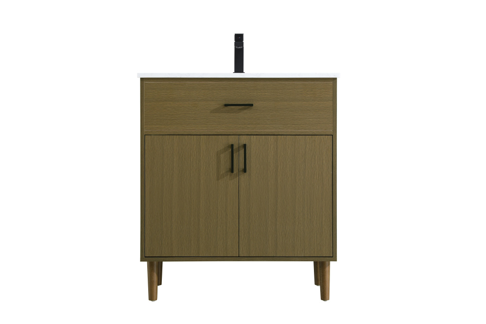 Vanity Cabinet 2Dr W30''xD19''xH34" Chestnut Brown