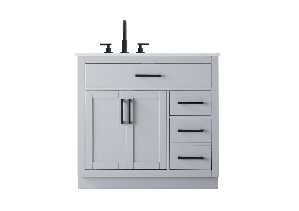 Vanity Cabinet 2Dr3Dw 36"W x 22"D x 35''H Grey
