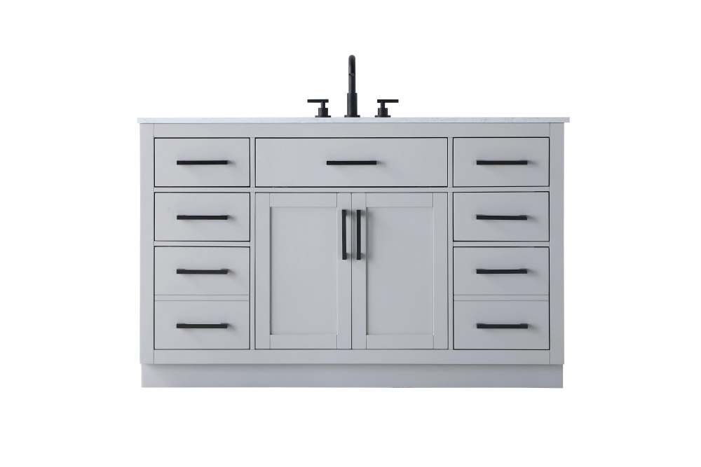 Vanity Cabinet 2Dr7Dw 54"W x 22"D x 35''H Grey