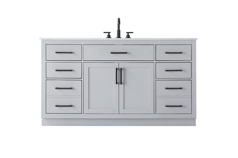 Vanity Cabinet 2Dr7Dw 60"W x 22"D x 35''H Grey