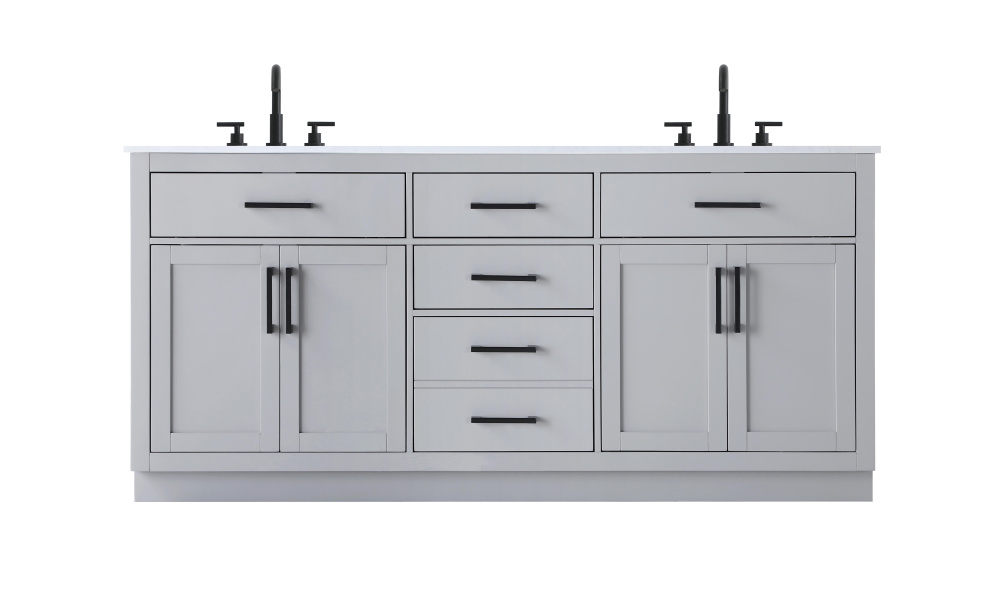 Vanity Cabinet 4Dr5Dw 72"W x 22"D x 35''H Grey