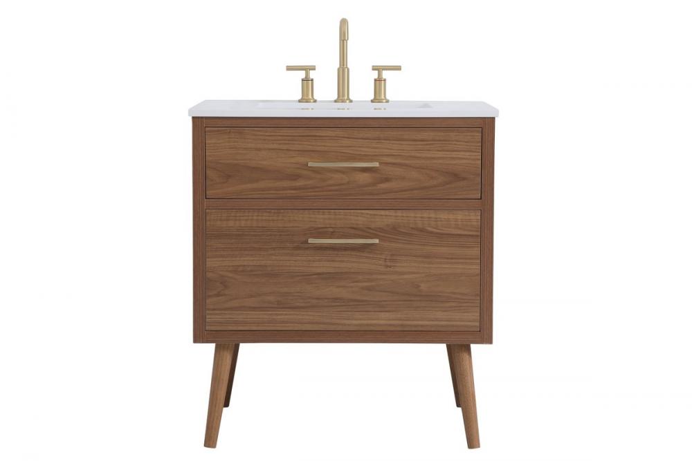 30 Inch Bathroom Vanity in Walnut Brown