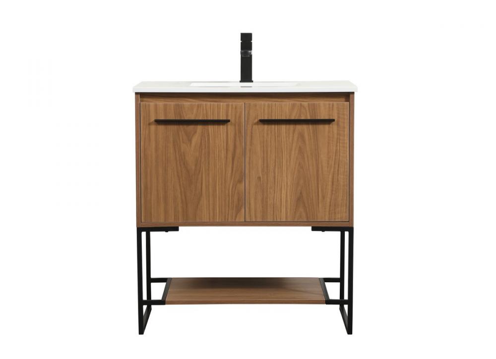 30 Inch Single Bathroom Vanity in Walnut Brown