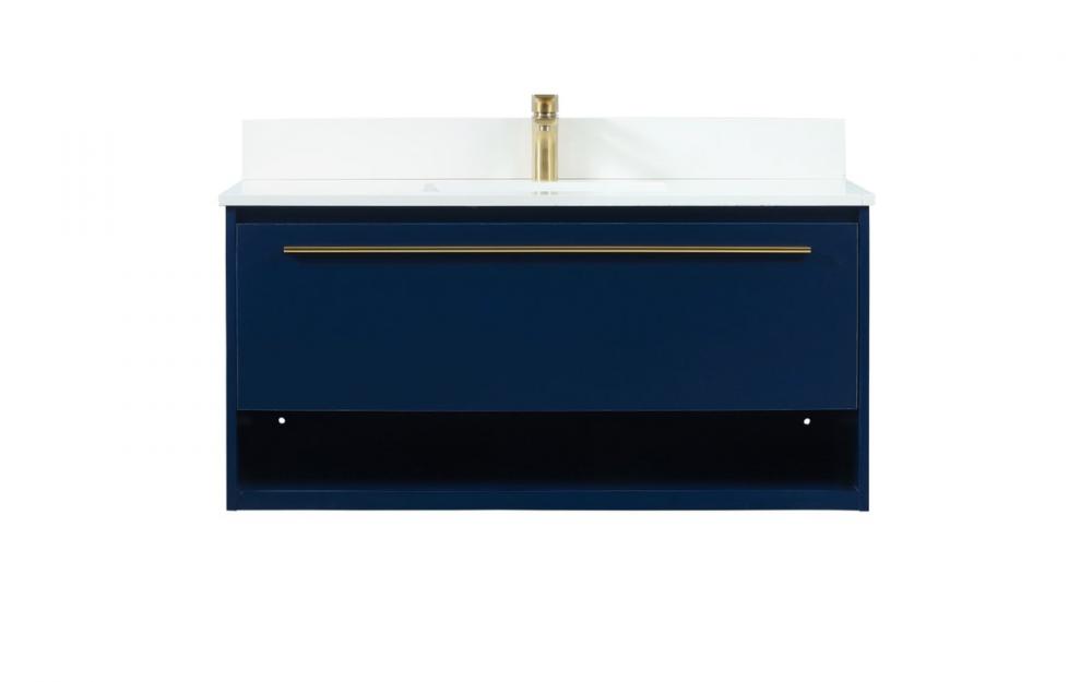 40 inch Single bathroom vanity in blue with backsplash