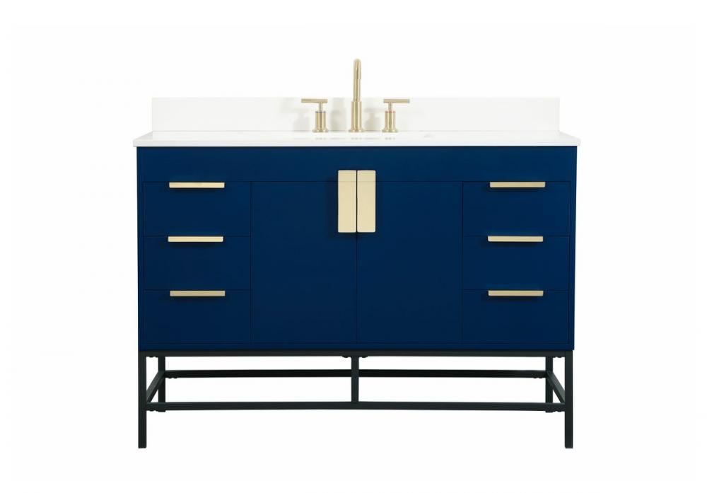 48 inch Single bathroom vanity in blue with backsplash