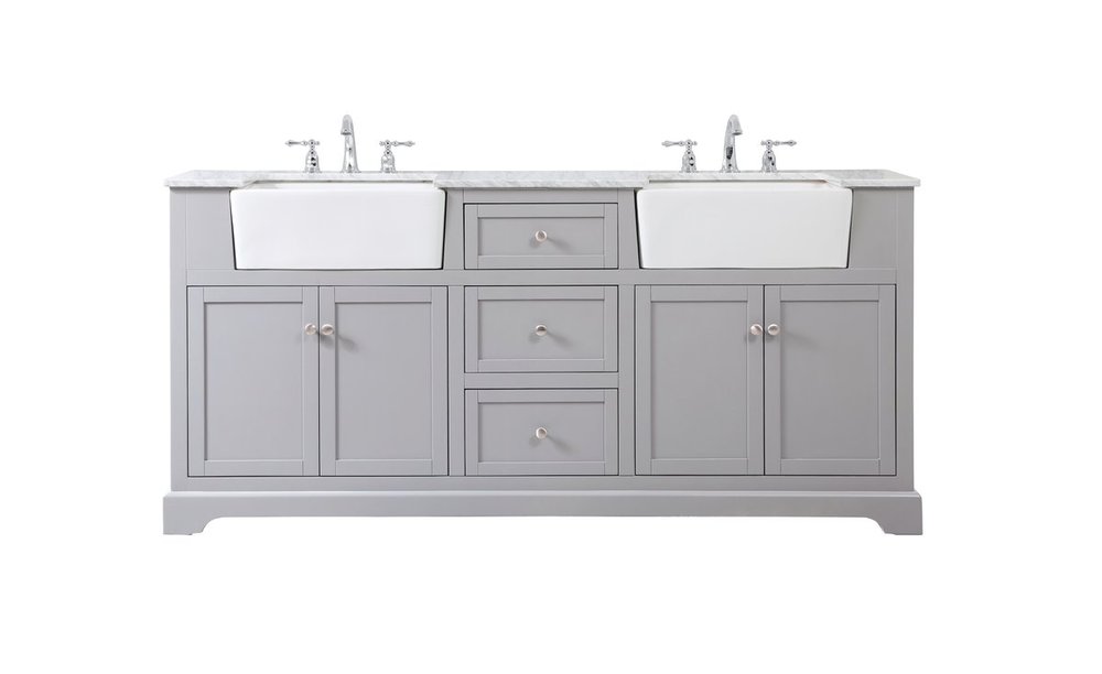 72 Inch Double Bathroom Vanity in Grey