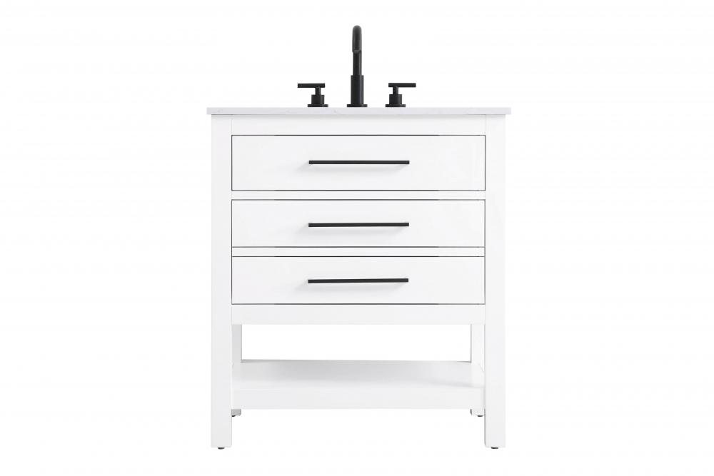 30 inch Single Bathroom Vanity in White