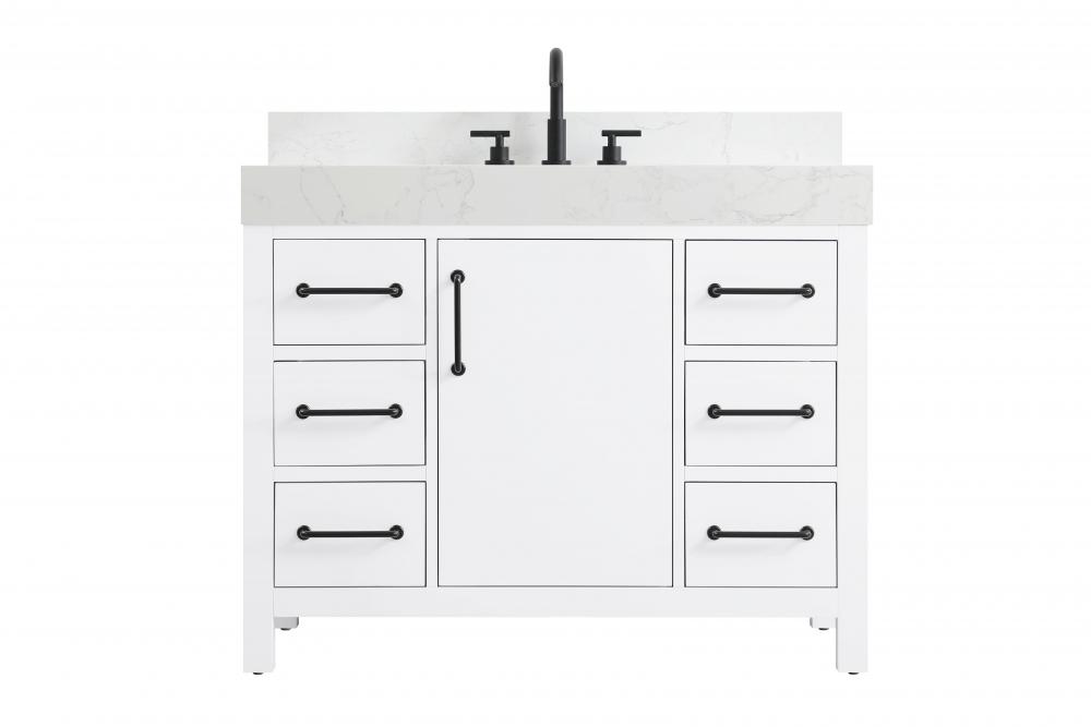 42 inch Single Bathroom Vanity In White with backsplash