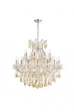 Elegant 2800D36C-GT/RC - Maria Theresa 24 light Chrome Chandelier Golden Teak (Smoky) Royal Cut Crystal