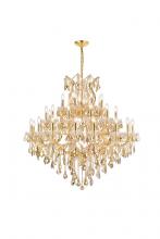 Elegant 2800G44G-GT/RC - Maria Theresa 37 light Gold Chandelier Golden Teak (Smoky) Royal Cut Crystal