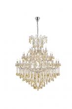 Elegant 2800G60C-GT/RC - Maria Theresa 49 light Chrome Chandelier Golden Teak (Smoky) Royal Cut Crystal