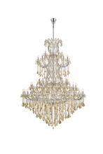Elegant 2800G96C-GT/RC - Maria Theresa 85 light Chrome Chandelier Golden Teak (Smoky) Royal Cut Crystal
