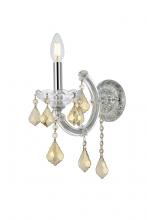 Elegant 2800W1C-GT/RC - Maria Theresa 1 Light Chrome Wall Sconce Golden Teak (Smoky) Royal Cut Crystal