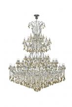 Elegant 2803G120C-GT/RC - Maria Theresa 84 light Chrome Chandelier with Golden Teak tear drop crystals Golden Teak