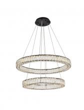 Elegant 3503G32BK - Monroe 32 inch LED double ring chandelier in black