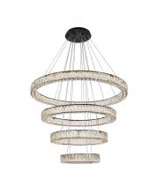 Elegant 3503G41BK - Monroe 41 inch LED four ring chandelier in black