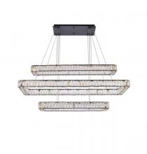 Elegant 3504G50L3BK - Monroe 50 Inch LED Triple Rectangle Pendant in Black