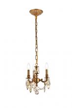 Elegant 9103D10FG-GT/RC - Lillie 3 light French Gold Pendant Golden Teak (Smoky) Royal Cut Crystal
