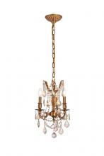 Elegant 9203D13FG-GT/RC - Rosalia 3 light French Gold Pendant Golden Teak (Smoky) Royal Cut Crystal