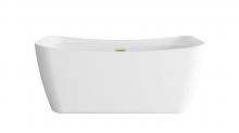 Elegant BT10459GW-BGD - 59 inch Soaking Bathtub in Glossy White with Brushed Gold Trim