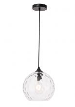 Elegant LD2282 - Cashel 1 Light Black and Clear Glass Pendant