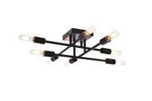 Elegant LD2351BK - Script 8 Lights Black Flush Mount