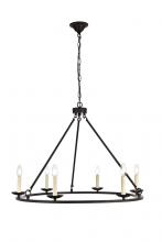 Elegant LD6010D32BK - Maine Collection Chandelier D32.4 H23.25 Lt:6 Black Finish