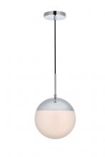 Elegant LD6034C - Eclipse 1 Light Chrome Pendant With Frosted White Glass