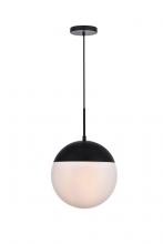 Elegant LD6038BK - Eclipse 1 Light Black Pendant with Frosted White Glass