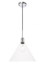 Elegant LD6229C - Hugh 1 Light Chrome and Clear Glass Pendant