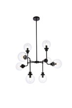 Elegant LD7039D36BK - Hanson 8 lights pendant in black with clear shade