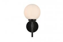 Elegant LD7301W6BLK - Ansley 1 light Black and frosted white Bath Sconce