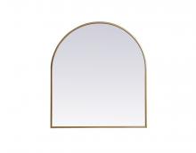 Elegant MR1A2730BRS - Metal Frame Arch Mirror 27x30 Inch in Brass