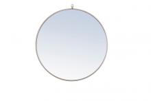 Elegant MR4059S - Metal frame Round Mirror with decorative hook 32 inch Silver finish