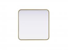 Elegant MR8A2424BRA - R Corner Square Mirror 24"x24"x2" Brass