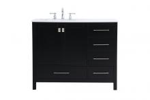 Elegant VF18842BK - 42 Inch Single Bathroom Vanity in Black