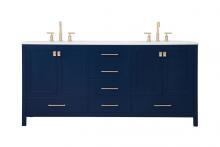 Elegant VF18872DBL - 72 Inch Double Bathroom Vanity in Blue