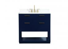 Elegant VF19236BL-BS - 36 inch Single bathroom vanity in blue with backsplash