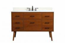 Elegant VF41048MTK-BS - 48 inch Single bathroom vanity in teak with backsplash