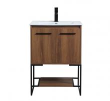 Elegant VF42024WB - 24 inch  Single Bathroom Vanity in Walnut Brown