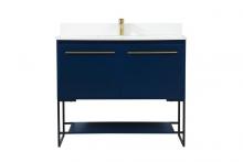 Elegant VF42540MBL-BS - 40 inch Single bathroom vanity in blue with backsplash