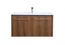 Elegant VF44036WB - 36 inch  Single Bathroom Floating Vanity in Walnut Brown