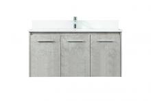 Elegant VF44540MCG-BS - 40 inch Single bathroom vanity in concrete grey with backsplash
